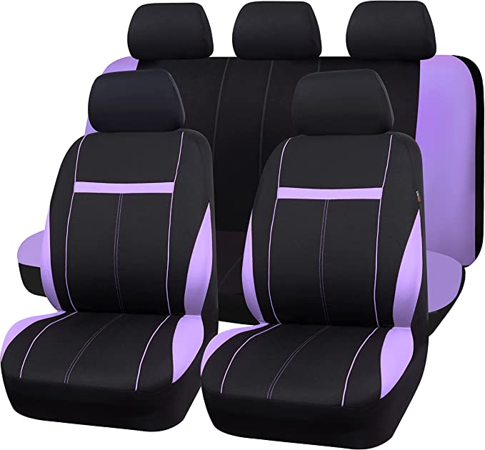 CAR PASS Rhombus Stitch Sideless Two Front Car Seat Covers, Non