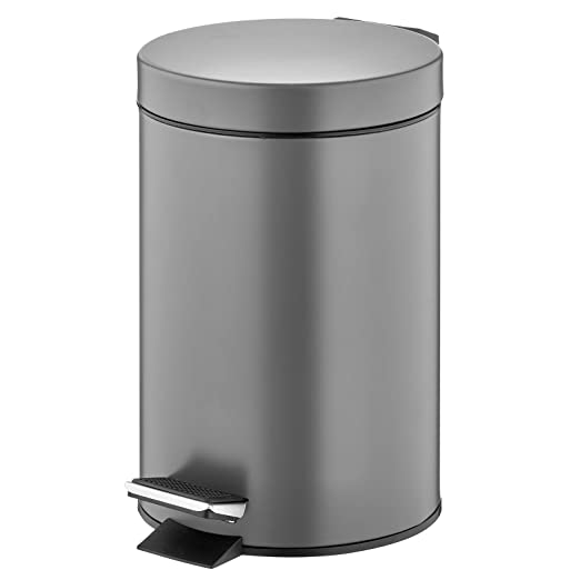 mDesign Steel Step On Trash Can