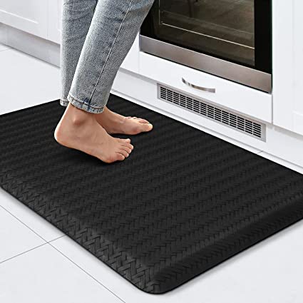 Black Kitchen Mat Kitchen Rug -Comfort Anti Fatigue Kitchen Mat