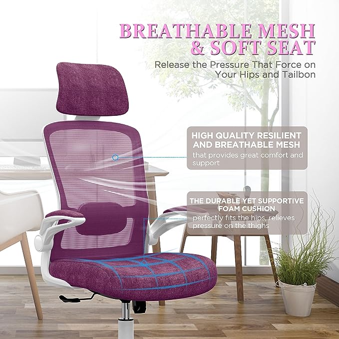 Office Chair, High Back Ergonomic Desk Chair, Breathable Mesh Desk