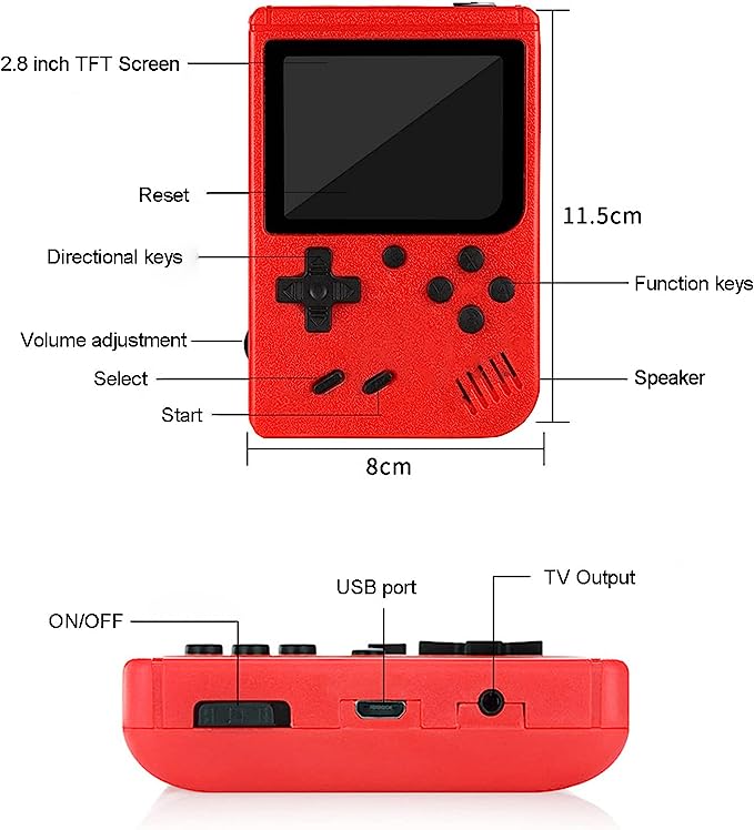 Handheld Game Console with Classical Retro Games Tetris Mario