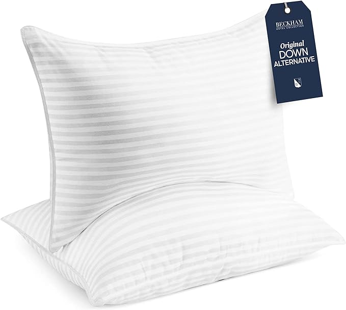  SLEEP ZONE Bed Pillows for Sleeping Queen Size, 300TC Cotton  Cover with Certified Gel-Fiber, Hotel Collection (Striped, Set of 2) : Home  & Kitchen