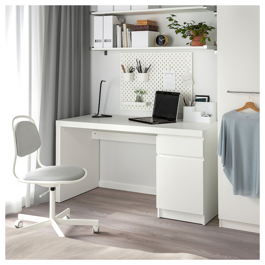 MALM Desk, black-brown, 55 1/8x25 5/8 - IKEA