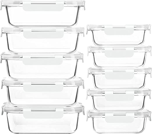 10-Pack]Glass Meal Prep Containers with Lids-MCIRCO Glass Food Storage  Containers