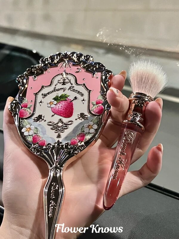 Flower Knows Strawberry Rococo Hand Mirror - Soft Pink